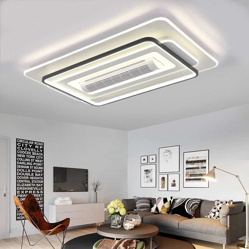 Modern Triple-Tier Grey Rectangle Flush Ceiling Light CP191