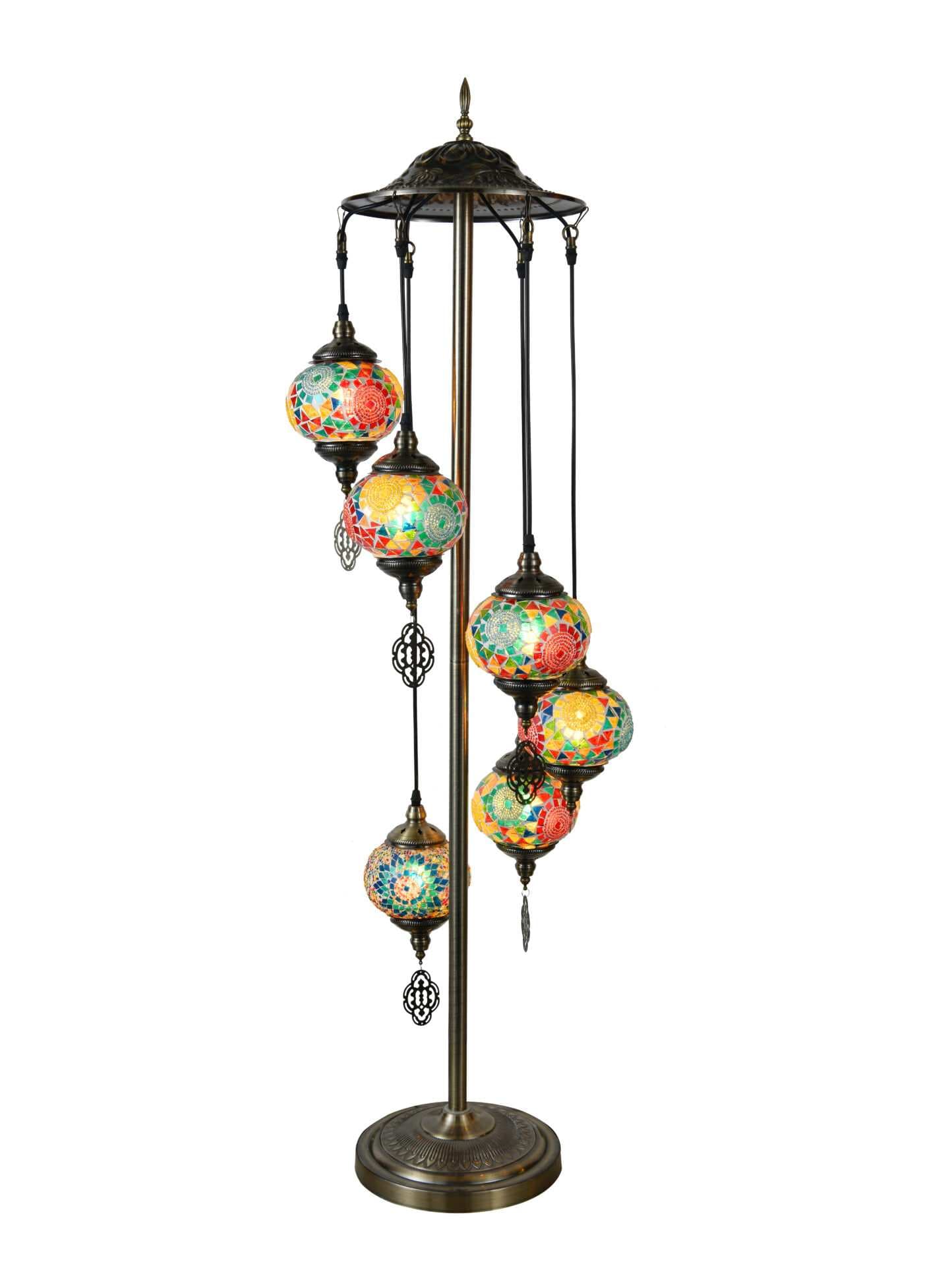 Turkish Moroccan Mosaic 6 Pendant Light Spiral Floor Lamp TUR013