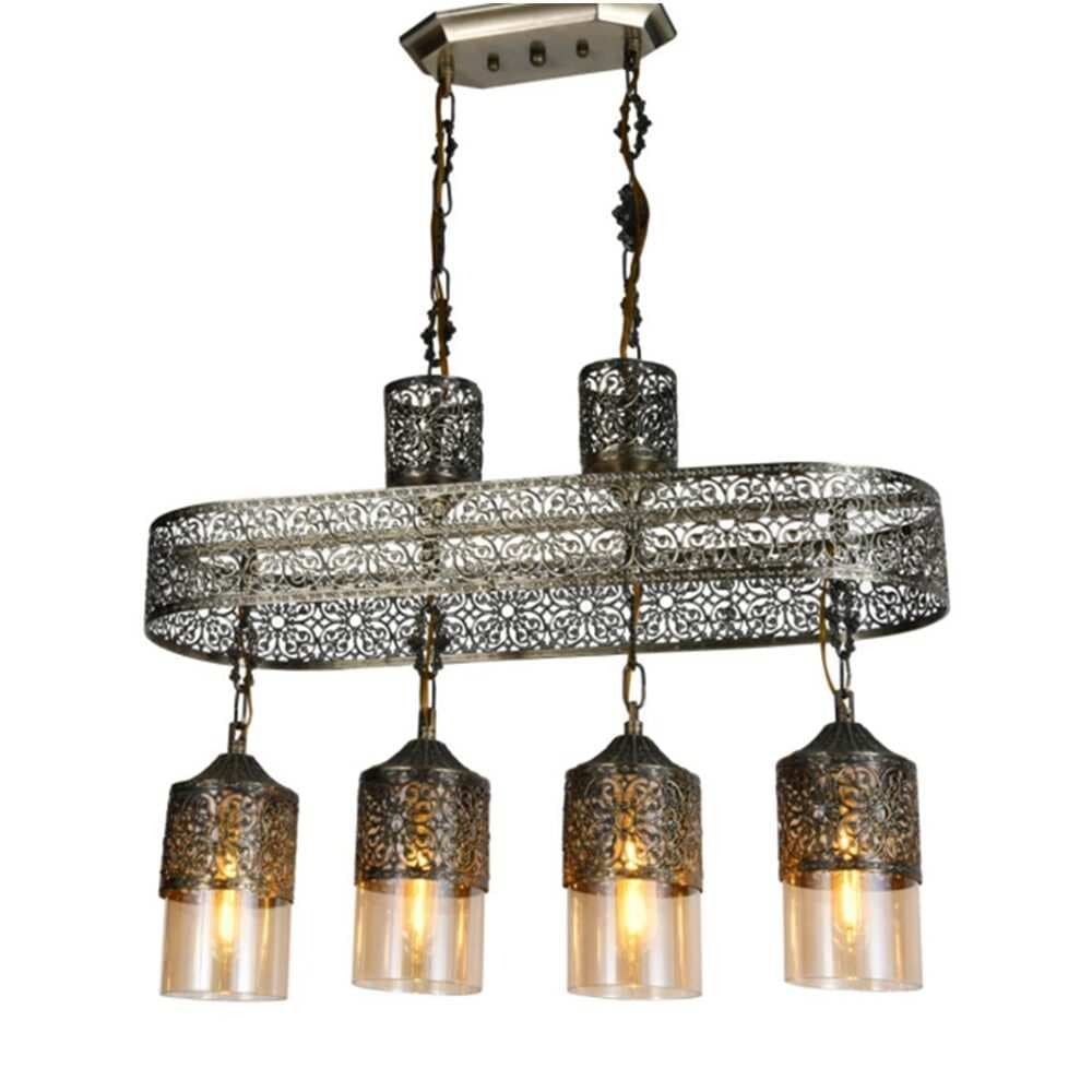 Turkish Moroccan 4 Pendant Light Bronze Dining Chandelier TUR016