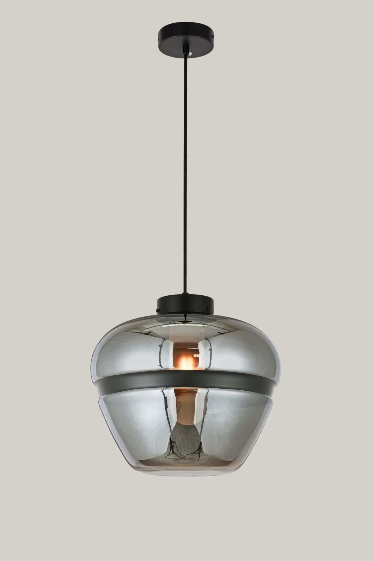 Black Striped Smoke Glass Dome Pendant Light CP209