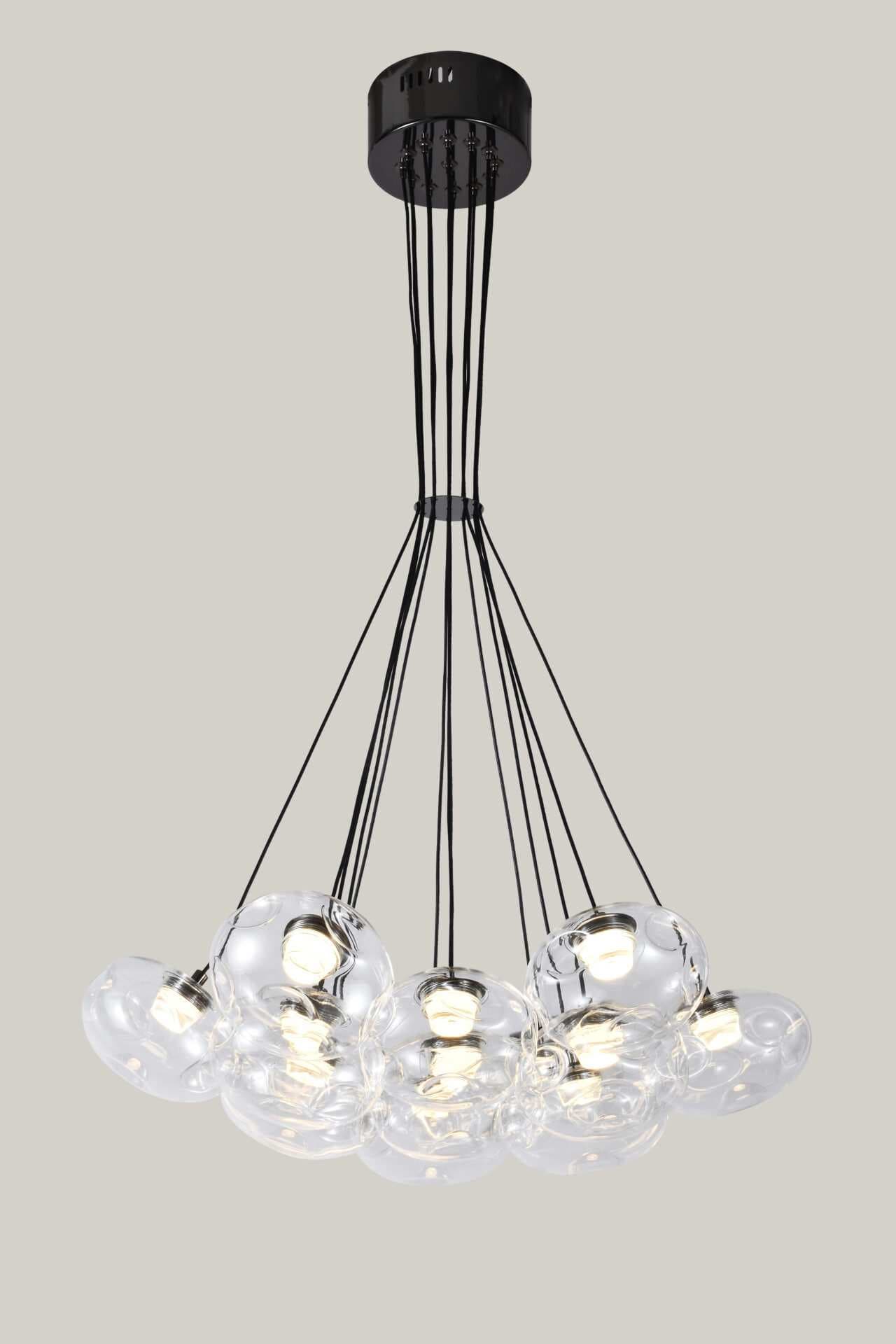 13 Light Clear Organic Glass Ball Black Cluster Chandelier CP238