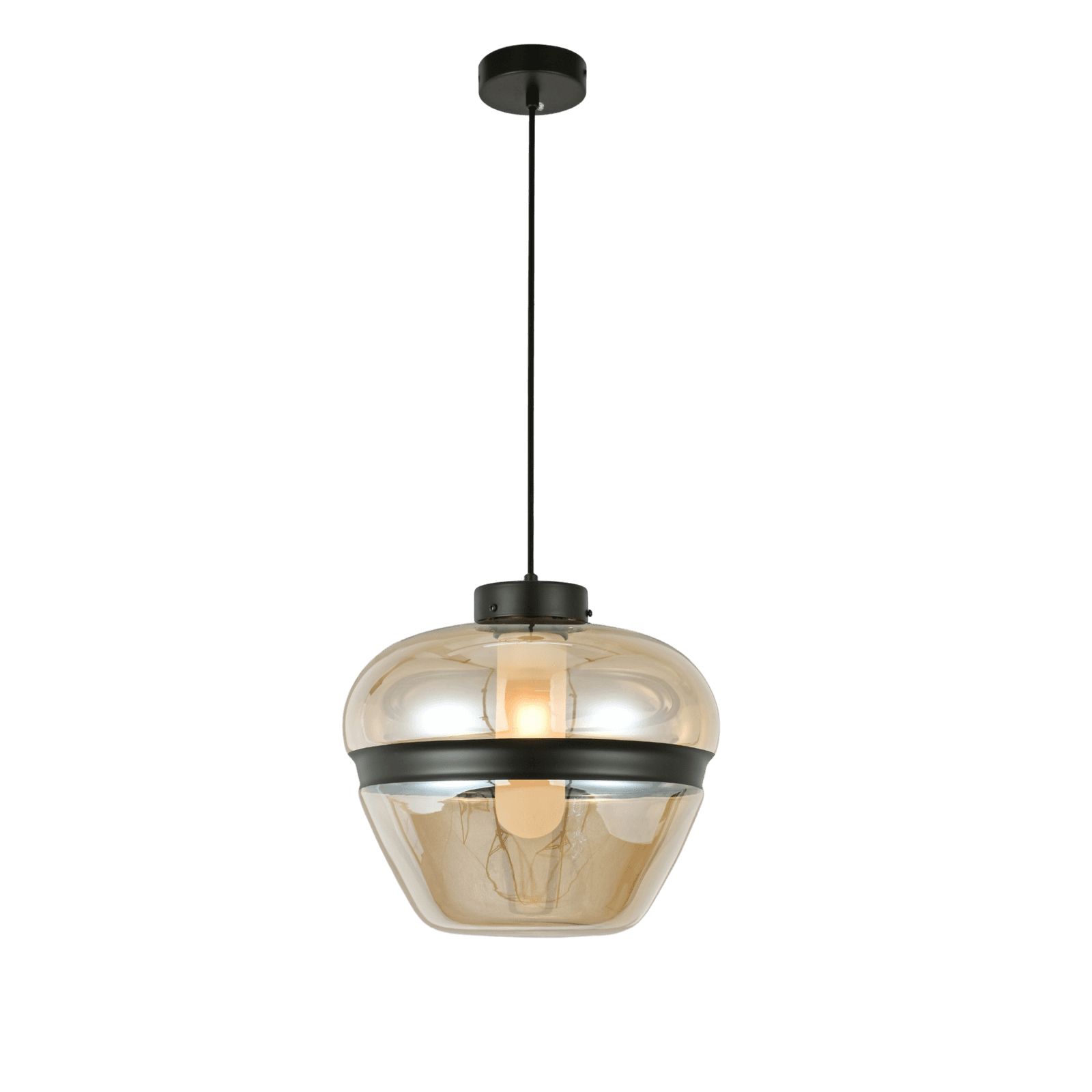 Black Striped Amber Glass Dome Pendant Light CP208