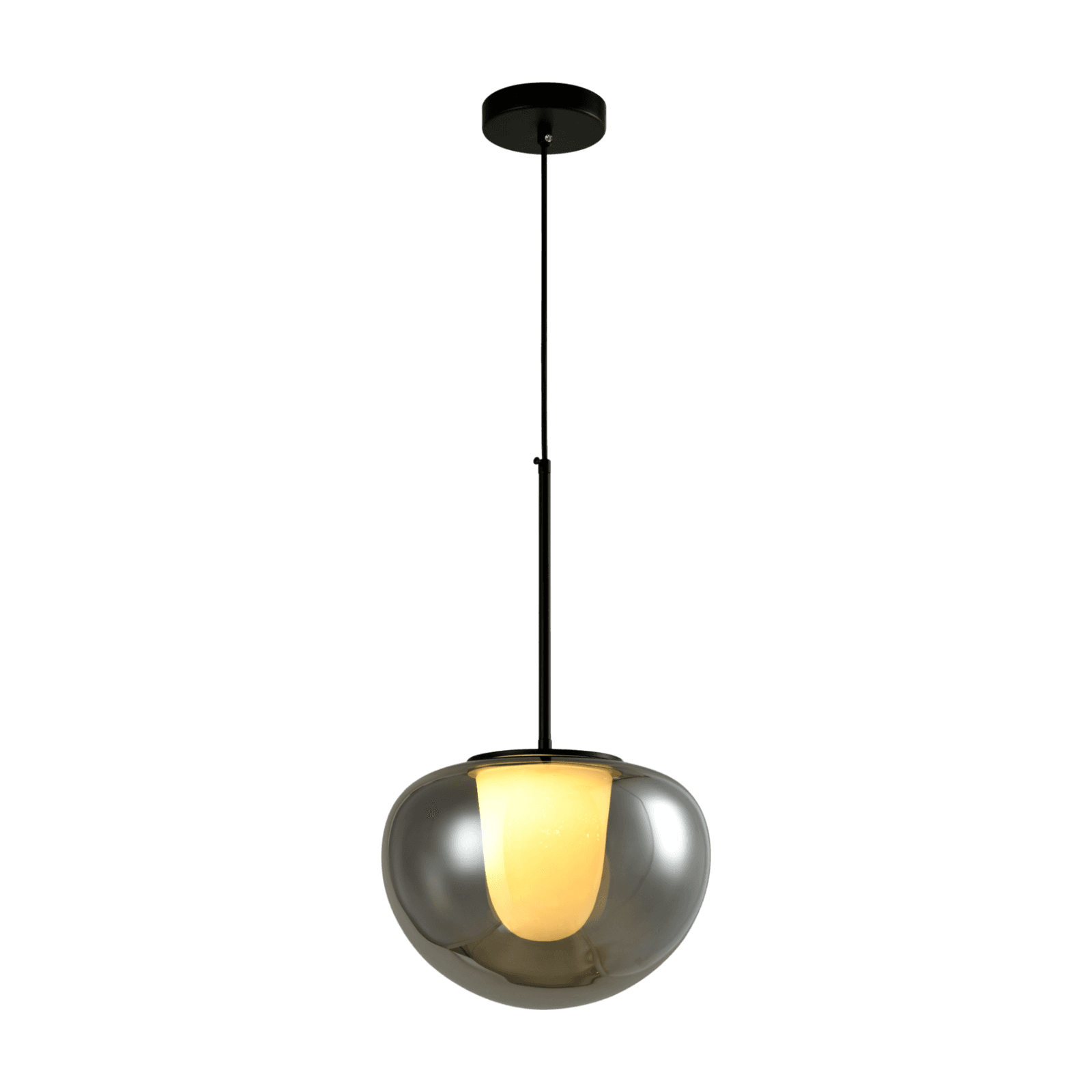 Nova Smoky Dome Glass Black Pendant Lamp CP218
