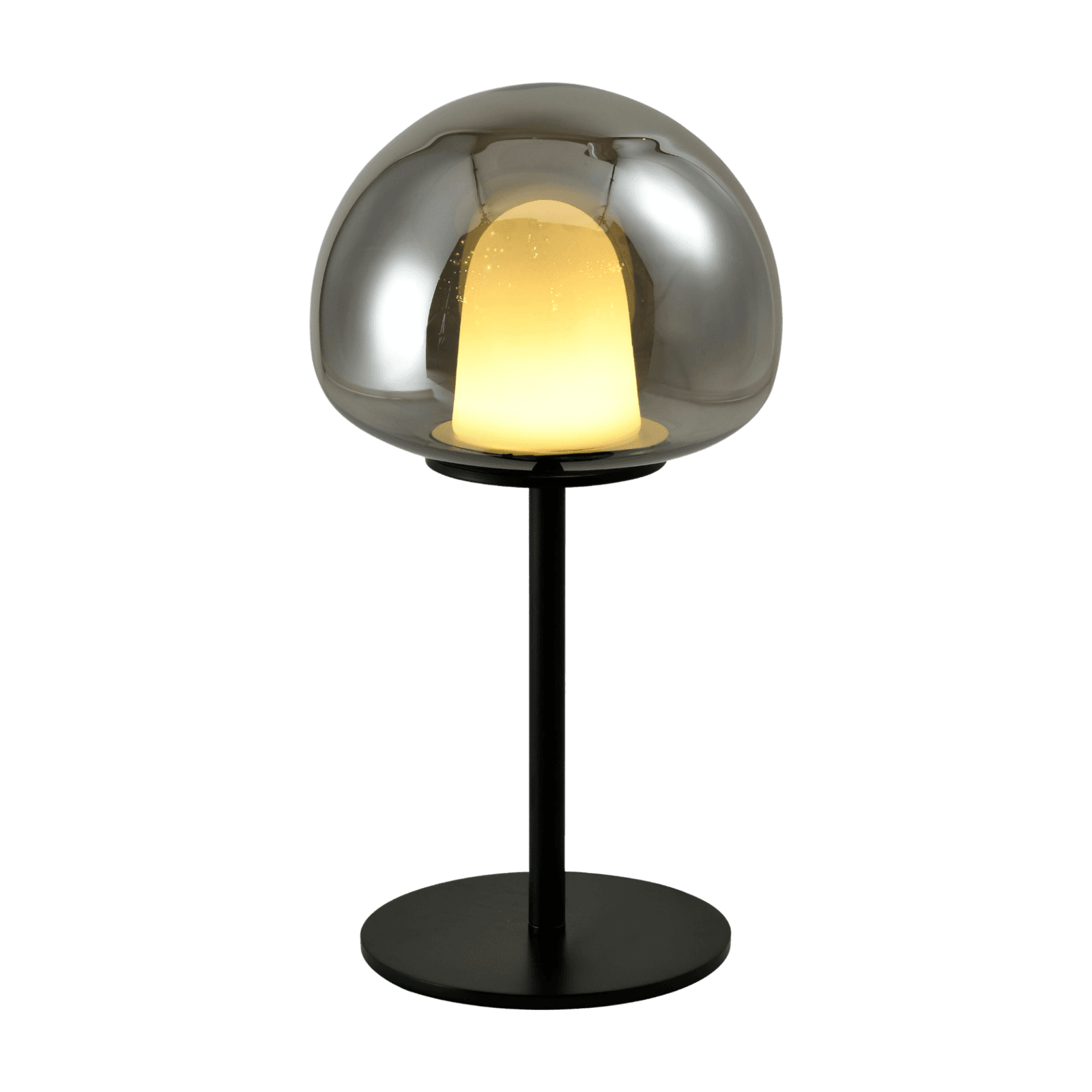 Nova Smoky Dome Glass Black Table Lamp CP217