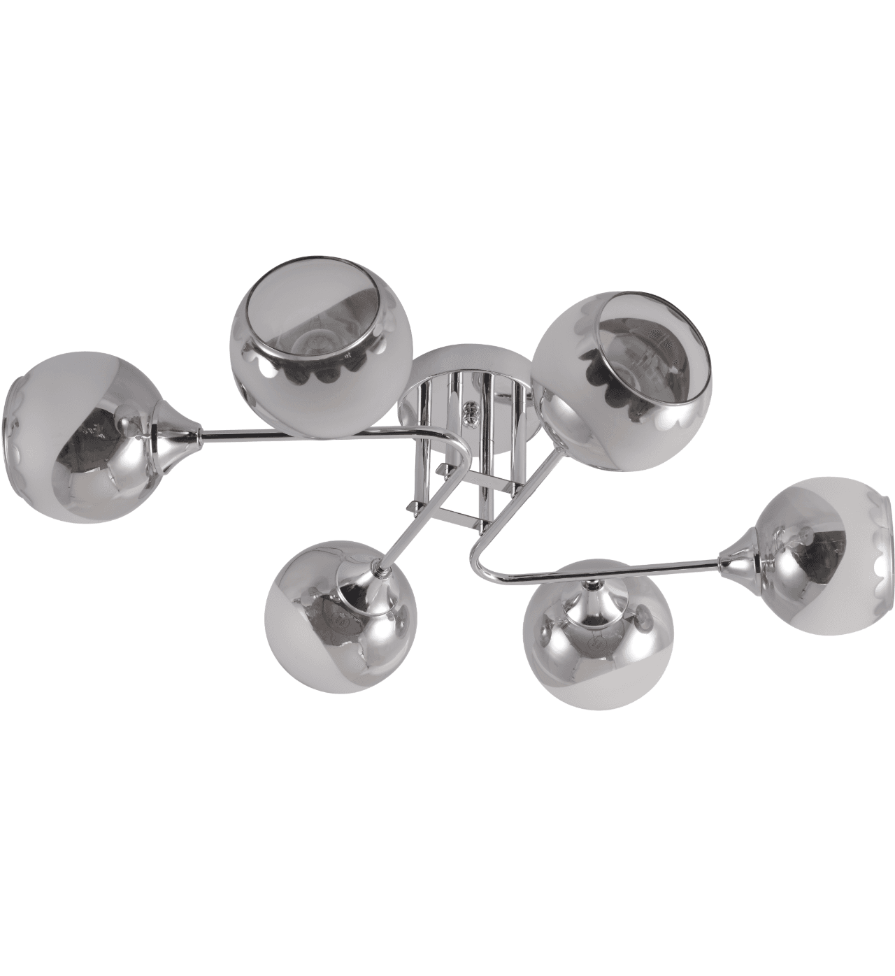 Modern Chrome 6-Light Glass Globe Semi-Flush Ceiling Light CP248/6C