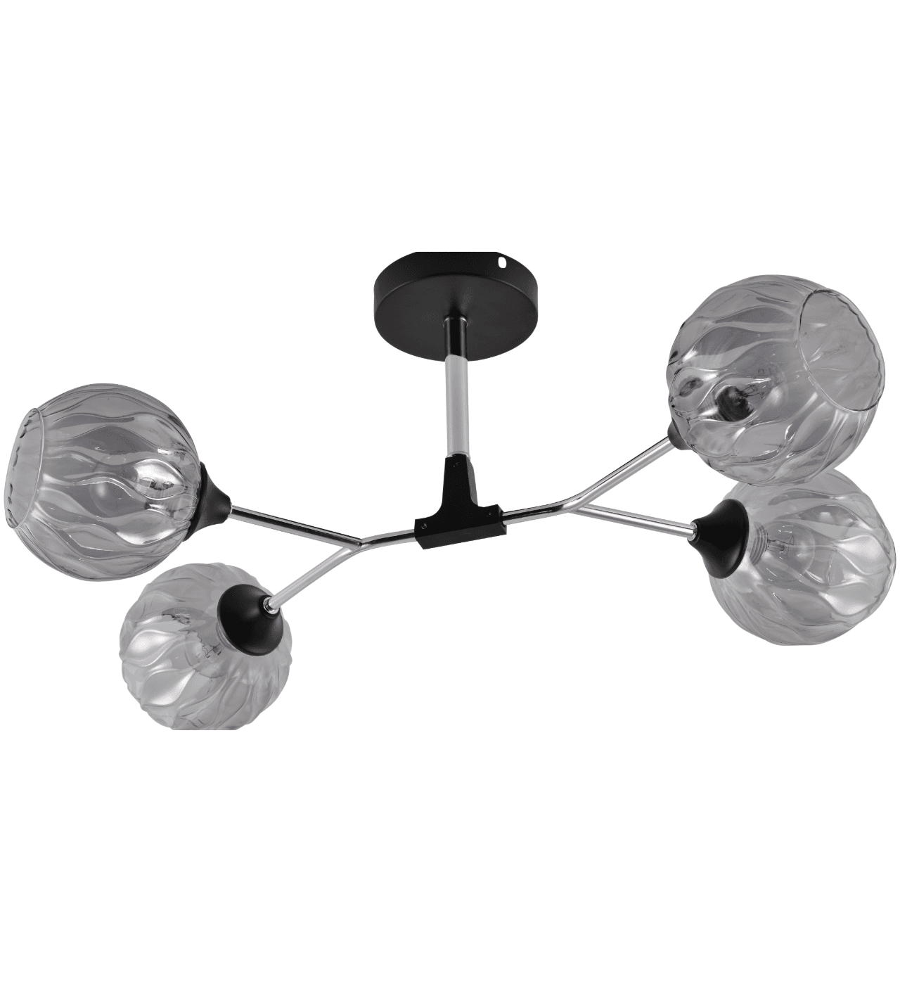 Modern Black & Chrome 4-Light Sculptural Semi-Flush Ceiling Light CP253/4BC