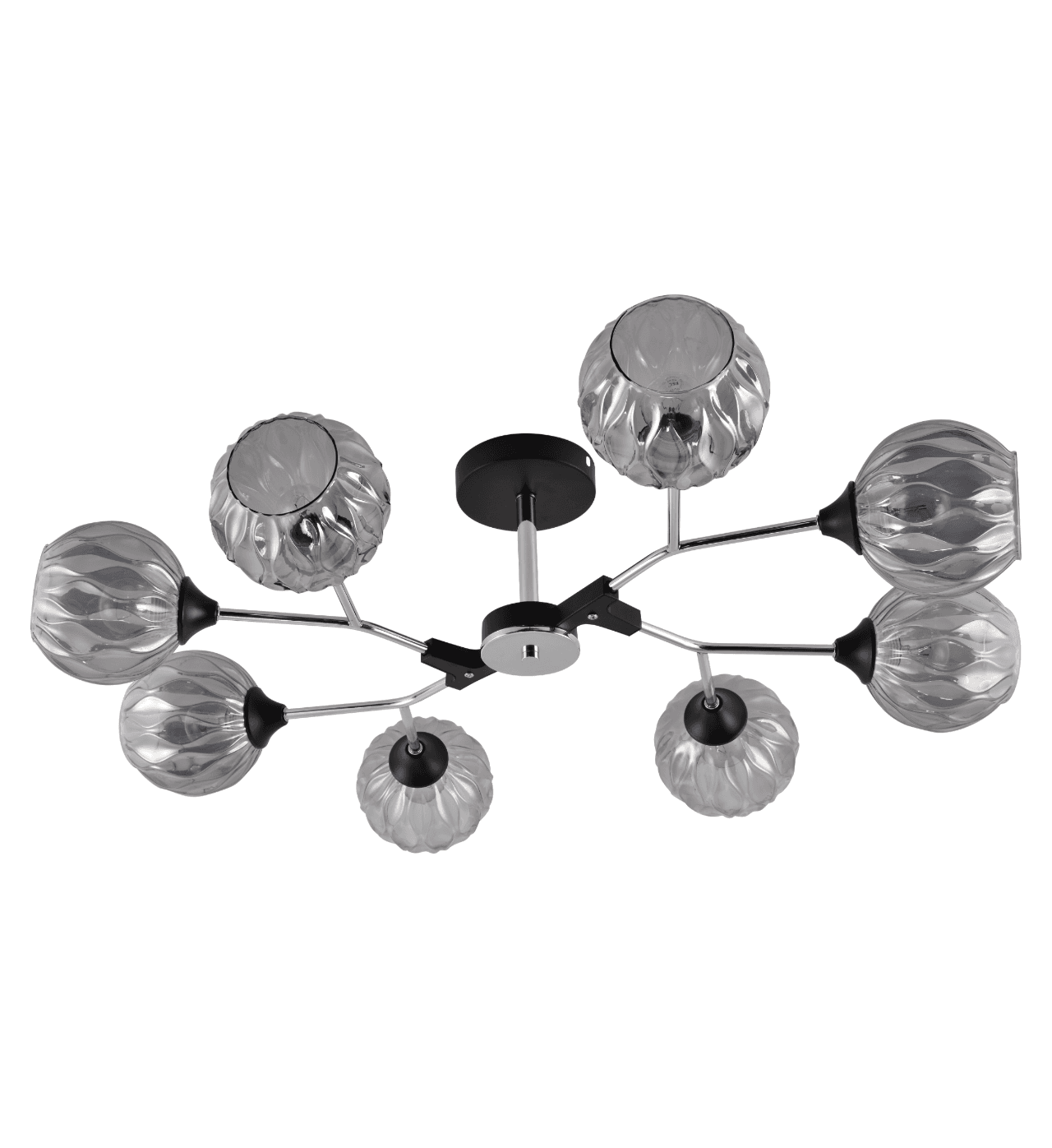 Modern Black & Chrome 8-Light Sculptural Semi-Flush Ceiling Light CP253/8BC