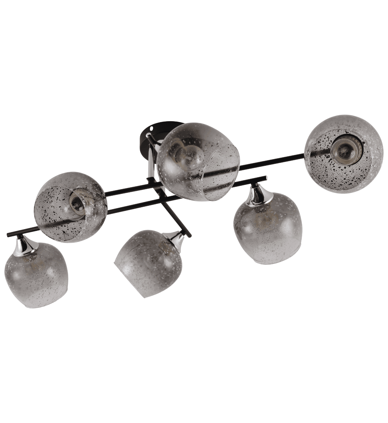 Modern Black & Chrome 6-Light Linear Globe Semi-Flush Ceiling Light CP257/6BC