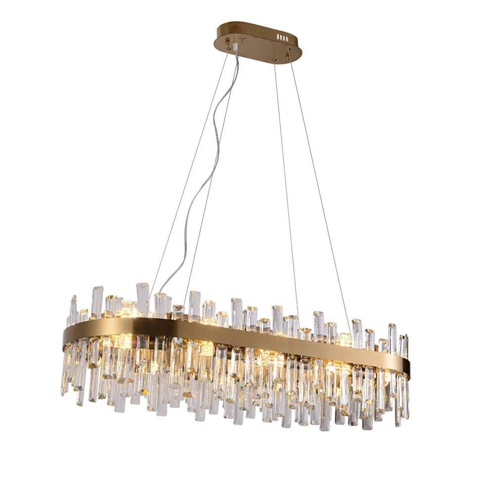 Modern Brass Gold Rectangular Crystal Chandelier CH60/20G-1000*200