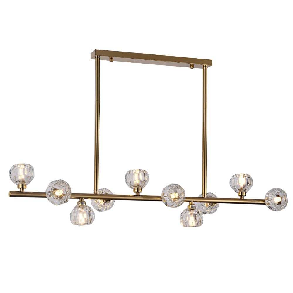 Elegant Brass Gold Round Clear Glass Chandelier CP261/10G-1000D
